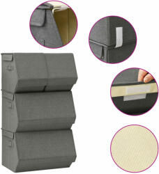 vidaXL Set cutii depozitare stivuibile, 4 piese, antracit, textil (332902) - comfy