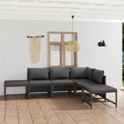 vidaXL Set mobilier de grădină cu perne, 6 piese, gri, poliratan (3059762) - comfy