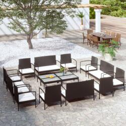 vidaXL Set mobilier de grădină cu perne, 16 piese, negru, poliratan (3095964) - comfy