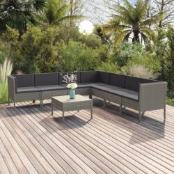 vidaXL Set mobilier de grădină cu perne, 8 piese, gri, poliratan (3094458) - comfy
