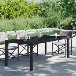 vidaXL Masă de grădină, negru, 190x90x75cm sticlă securizată & poliratan (316713) - comfy