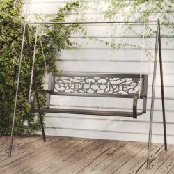vidaXL Bancă balansoar de grădină, negru, 125 cm, oțel și plastic (317143) - comfy
