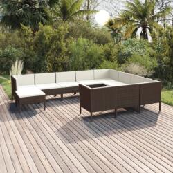 vidaXL Set mobilier de grădină cu perne, 11 piese, maro, poliratan (3094507) - comfy