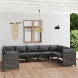 vidaXL Set mobilier de grădină cu perne, 9 piese, gri, poliratan (3059767) - comfy