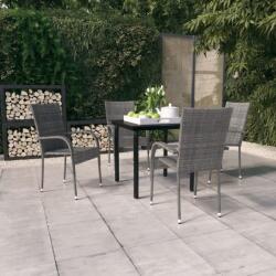 vidaXL Set mobilier de grădină, 5 piese, gri și negru (3099390) - comfy