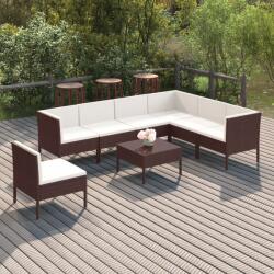 vidaXL Set mobilier de grădină cu perne, 8 piese, maro, poliratan (3094439) - comfy