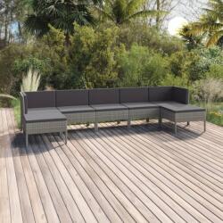 vidaXL Set mobilier de grădină cu perne, 7 piese, gri, poliratan (3094542) - comfy