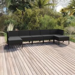 vidaXL Set mobilier de grădină cu perne, 7 piese, negru, poliratan (3094541) - comfy