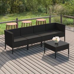 vidaXL Set mobilier de grădină cu perne, 5 piese, negru, poliratan (3094337) - comfy