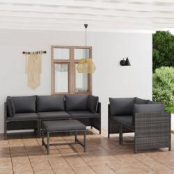 vidaXL Set mobilier de grădină cu perne, 6 piese, gri, poliratan (3059759) - comfy