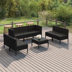vidaXL Set mobilier de grădină cu perne, 8 piese, negru, poliratan (3094357) - comfy