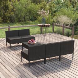 vidaXL Set mobilier de grădină cu perne, 6 piese, negru, poliratan (3094321) - comfy