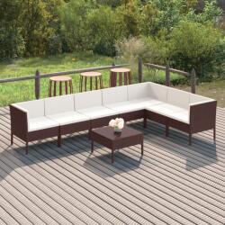 vidaXL Set mobilier de grădină cu perne, 8 piese, maro, poliratan (3094427) - comfy