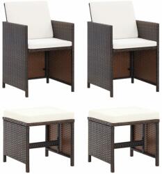 vidaXL Set scaune de grădină și taburet din poliratan, 4 piese, maro (316780) - comfy