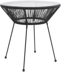 vidaXL Masă de grădină, negru, Ø70x74 cm, sticlă și ratan (312165) - comfy