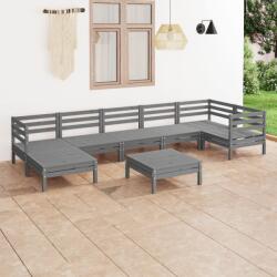 vidaXL Set mobilier de grădină, 8 piese, gri, lemn masiv de pin (3082971) - comfy
