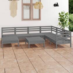 vidaXL Set mobilier de grădină, 8 piese, gri, lemn masiv de pin (3082981) - comfy