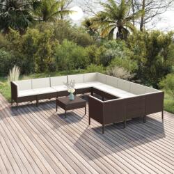 vidaXL Set mobilier de grădină cu perne, 12 piese, maro, poliratan (3094499) - comfy