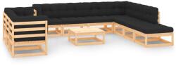vidaXL Set mobilier de grădină perne antracit 11 piese lemn masiv pin (3083878)