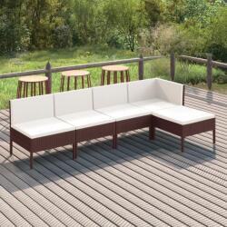 vidaXL Set mobilier de grădină cu perne, 5 piese, maro, poliratan (3094367) - comfy
