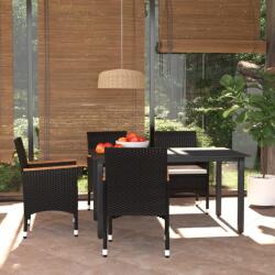 vidaXL Set mobilier de grădină cu perne, 5 piese, negru, poliratan (3094999) - comfy