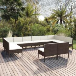 vidaXL Set mobilier de grădină cu perne, 12 piese, maro, poliratan (3094611) - comfy