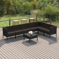 vidaXL Set mobilier de grădină cu perne, 8 piese, negru, poliratan (3094429) - comfy