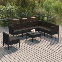 vidaXL Set mobilier de grădină cu perne, 8 piese, negru, poliratan (3094441) - comfy