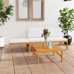 vidaXL Set mobilier grădină cu perne crem, 4 piese, lemn masiv de tec (3087248) - comfy