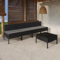 vidaXL Set mobilier de grădină cu perne, 5 piese, negru, poliratan (3094325) - comfy