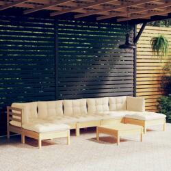 vidaXL Set mobilier grădină cu perne crem, 8 piese, lemn masiv de pin (3097097)