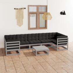vidaXL Set mobilier de grădină cu perne, 8 piese, gri, lemn masiv pin (3077311)
