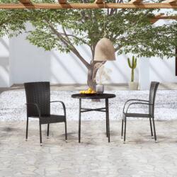 vidaXL Set mobilier de grădină, 3 piese, negru, poliratan (3098028) - comfy