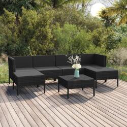 vidaXL Set mobilier de grădină cu perne, 7 piese, negru, poliratan (3094537) - comfy