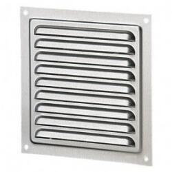 Dalap Műanyag szellőzőrács rovarhálóval, 154x154 mm-es fix zsaluval és 100 mm átmérőjű karimával, fehér (3252)