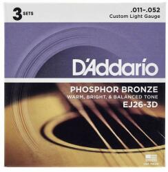 D'Addario EJ26-3D Phosphor Bronze - 3 Seturi Corzi Chitara Acustica 11-52 (EJ26-3D)