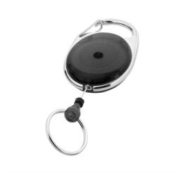  Kártyatartó kihúzható yoyo, kulcstartós, hengeres csíptetővel 3, 5 x 6, 5 x 1cm, fekete