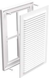 Dalap Műanyag szellőzőrács karima nélkül, fix zsaluval és rovarhálóval 251x182 mm, fehér (3263)