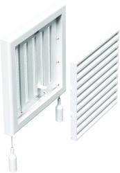 Dalap Műanyag szellőzőrács karima nélkül állítható zsalukkal 154x154 mm, fehér (9703)