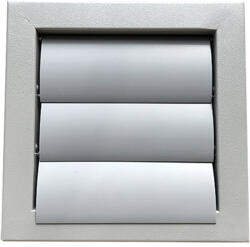 Dalap Fém szellőzőrács gravitációs zsaluval, karima nélkül 300x300 mm, szürke (90349)