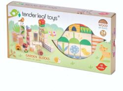 Tender Leaf Cuburi stivuibile din lemn, Tender Leaf Toys, cu ilustratii din gradina, 24 piese