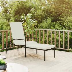 vidaXL fekete polyrattan napozóágy lábtartóval (317629) - vidaxl