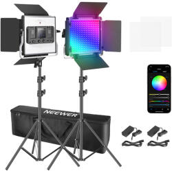 Neewer Kit 2 Panouri Neewer RGB PRO 660 LED, trepiezi reglabili 200 cm, gentute de transport incluse