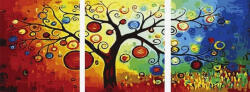 Ipicasso Set 3 picturi pe numere, cu sasiu, Copacul banilor 50 x 150 cm (PC35050010) Carte de colorat