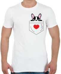 printfashion Boston Terrier zsebben - Férfi póló - Fehér (7097524)