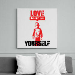 printfashion Love yourself - Banksy graffiti - Vászonkép - Fehér (7100686)