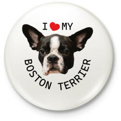 printfashion I love my Boston Terrier - Kitűző, hűtőmágnes - Fehér (7099496)