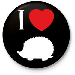 printfashion I love hedgehog (white) - Kitűző, hűtőmágnes - Fekete (7096250)