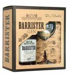 Barrister Dry Gin 40% 0,7 l- pohárral, díszdobozban