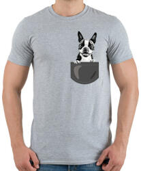 printfashion Boston Terrier - zseb - Férfi póló - Sport szürke (7098128)